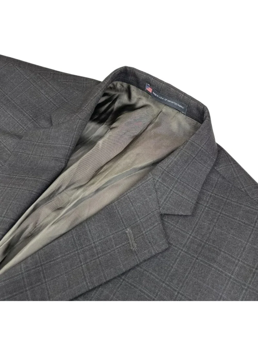 Hart Schaffner Marx Men's 100% Wool 2-Button Blazer Navy Blue Plaid • USA • 46R